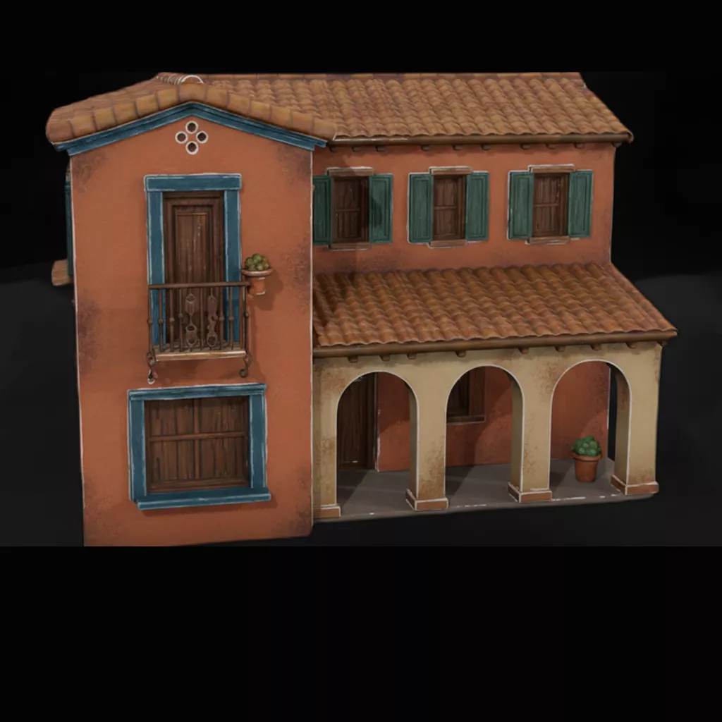 Spanish Style Two Story House 3D print model