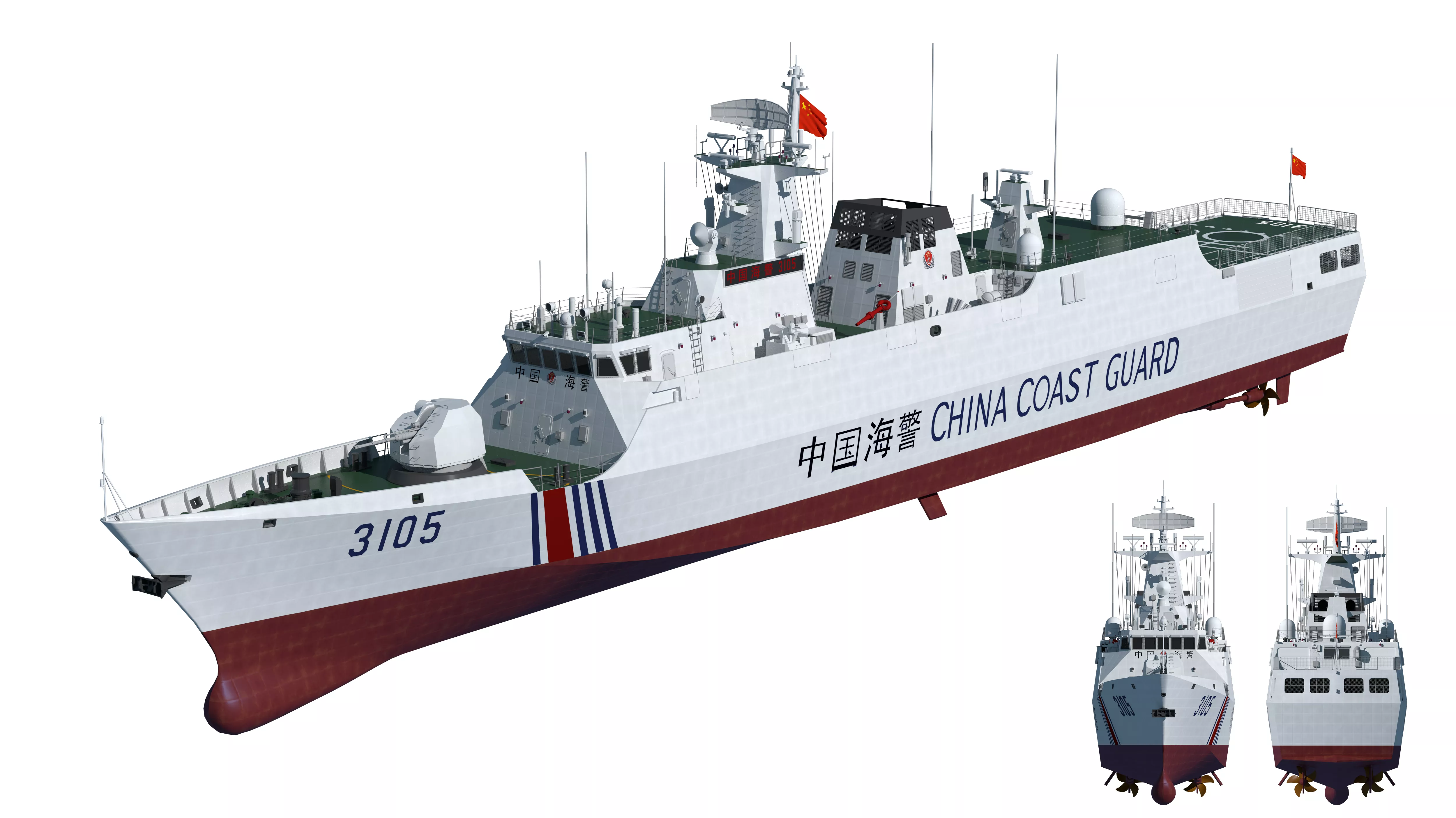 Type 056 variant Coast Guard ship China Coast Guard vessel 3105 3D model