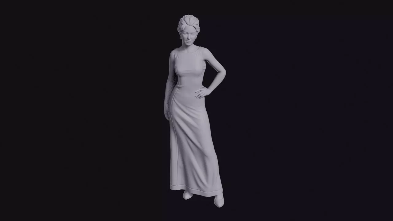 Woman in Long Evening Gown Figurine 3D print model