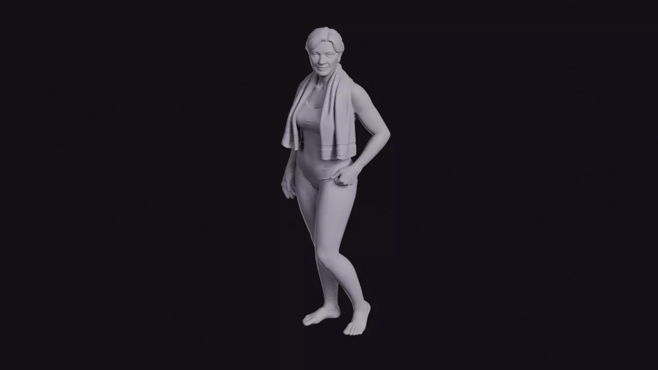 Woman in Swimming Costume with Towel Figurine 3D print model