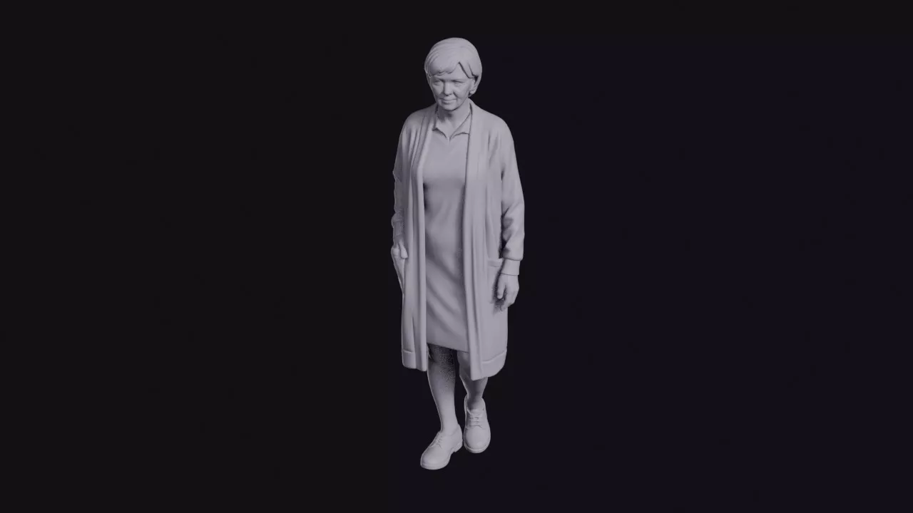 Woman in Long Cardigan and Plain Dress Figurine 3D print model
