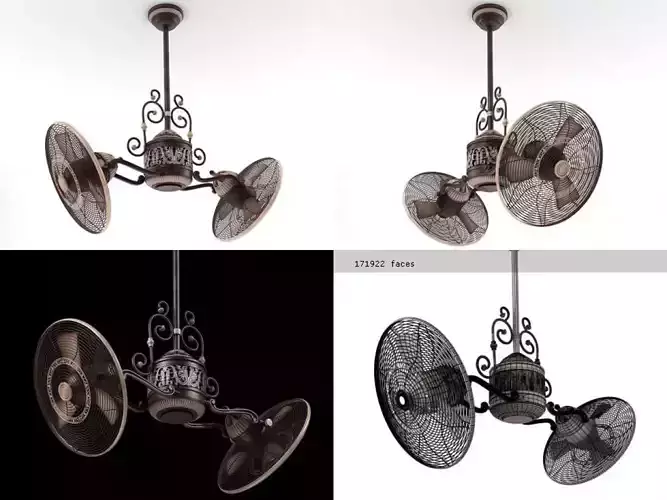 Gyro  Ceiling Fan F502-BCW Free 3D model