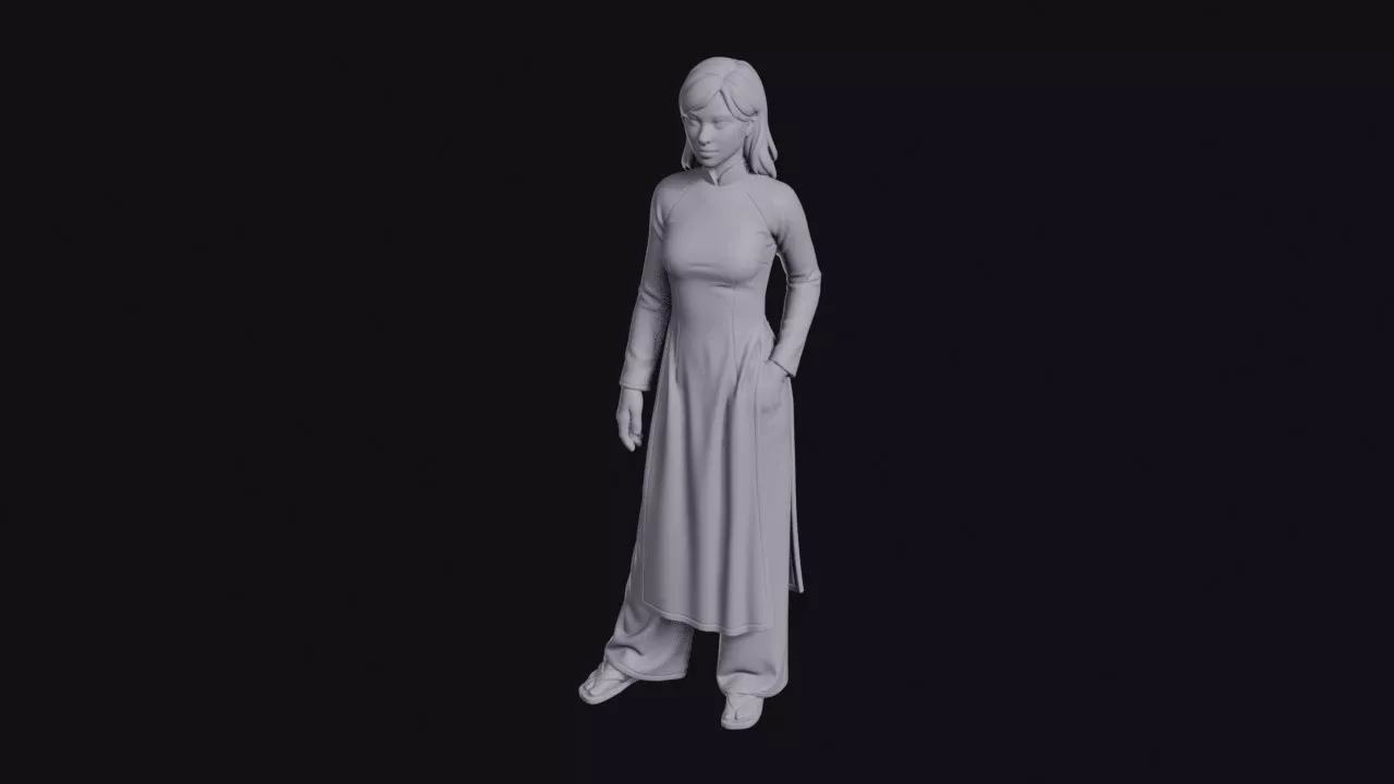 Vietnamese Woman in Ao Dai Figurine 3D print model