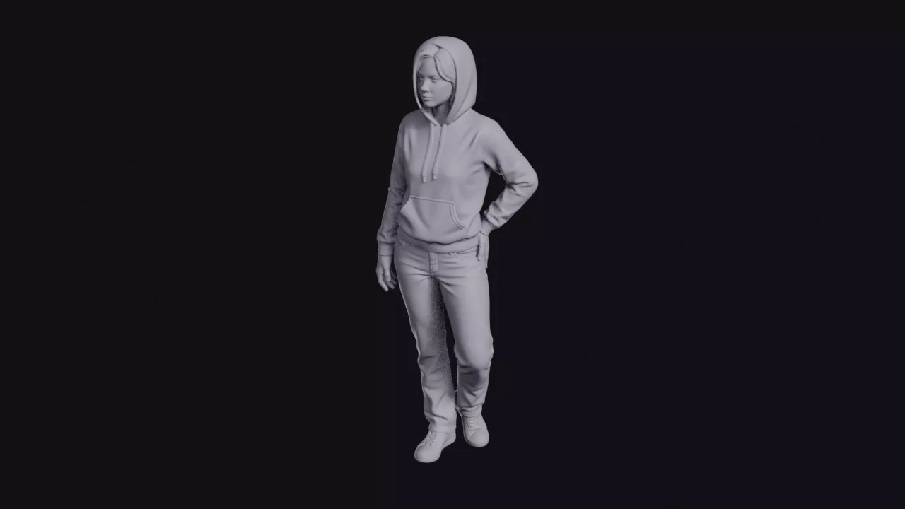 University Student in Hoodie and Jeans Figurine 3D print model