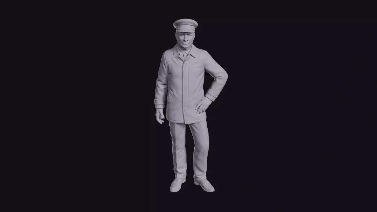 Train Guard in Uniform Coat and Cap Figurine 3D print model