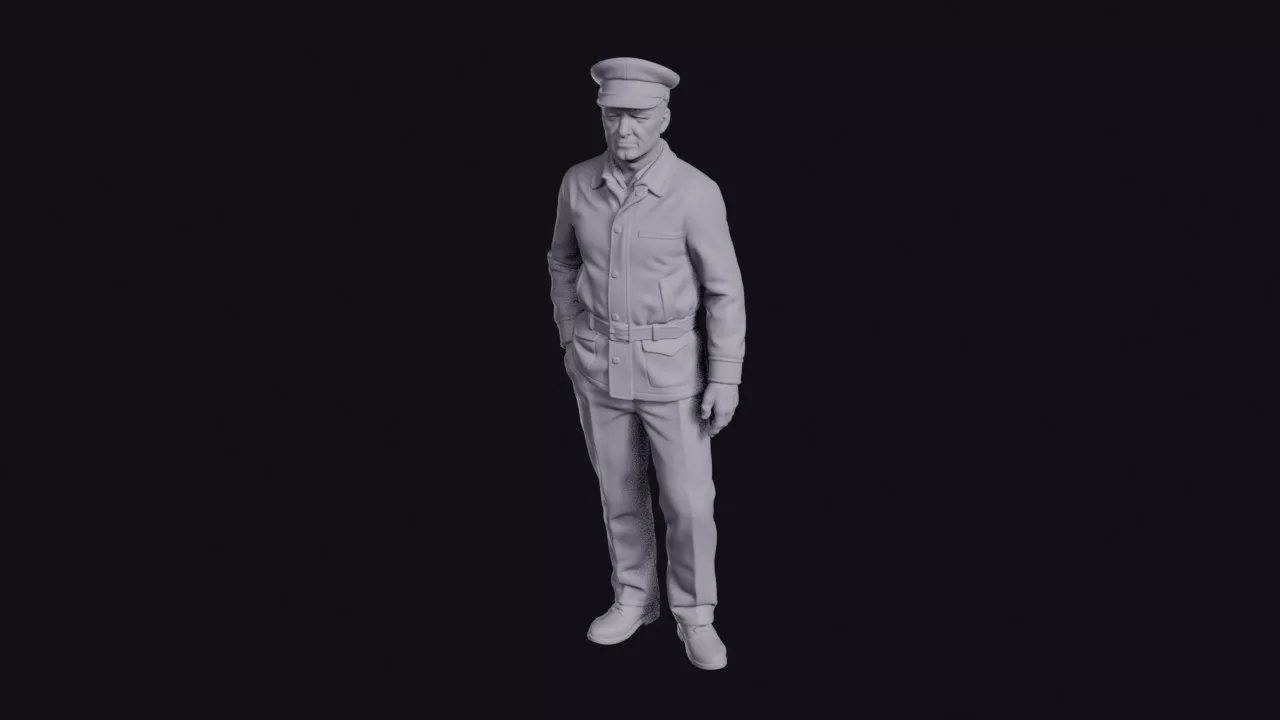 Train Driver in Uniform Jacket and Cap Figurine 3D print model