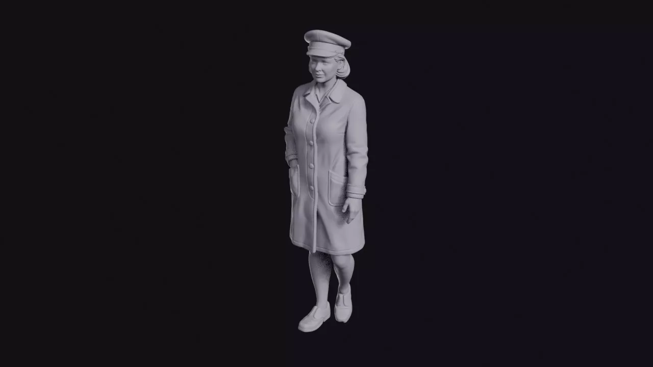 Ticket Inspector in Uniform Coat and Cap Figurine 3D print model