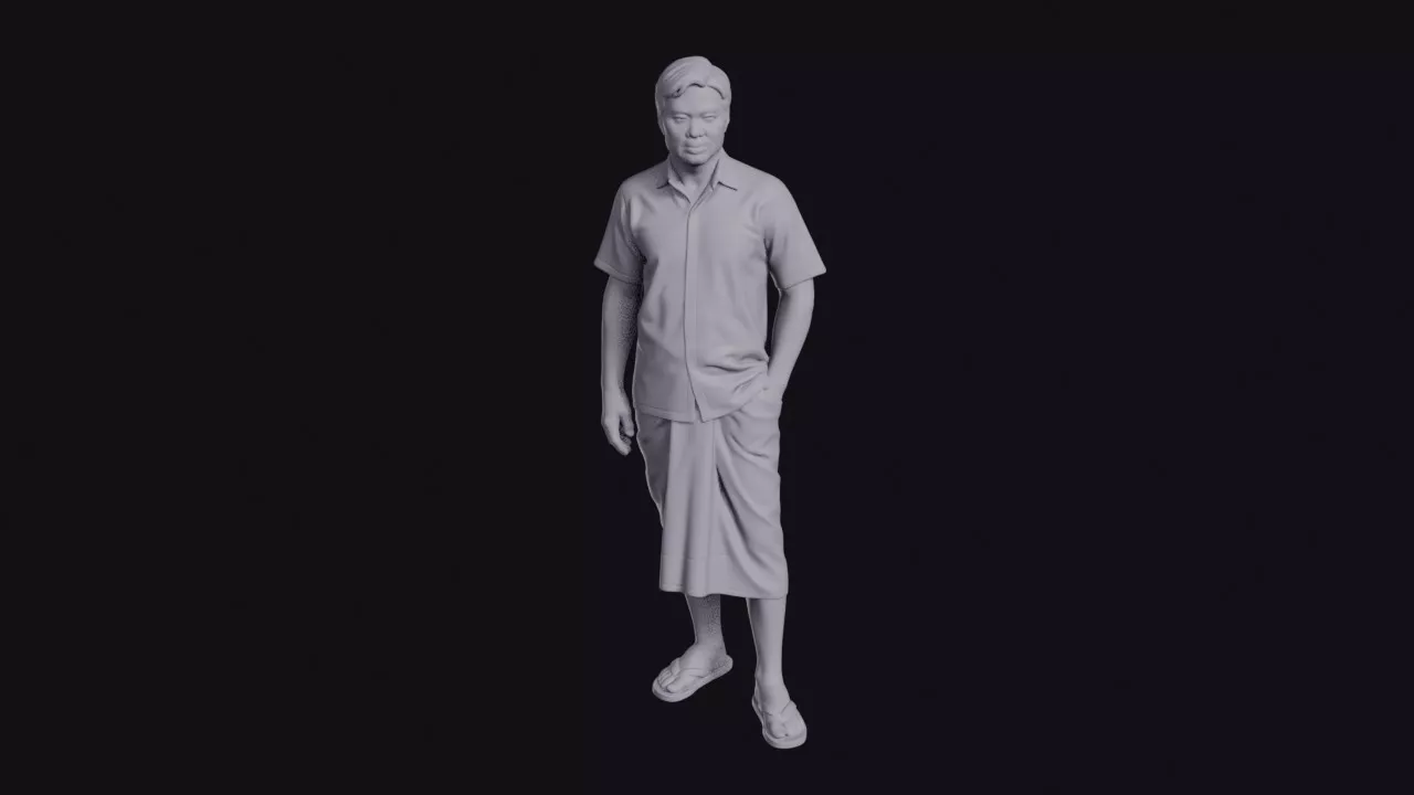 Thai Man in Traditional Shirt and Sarong Figurine 3D print model