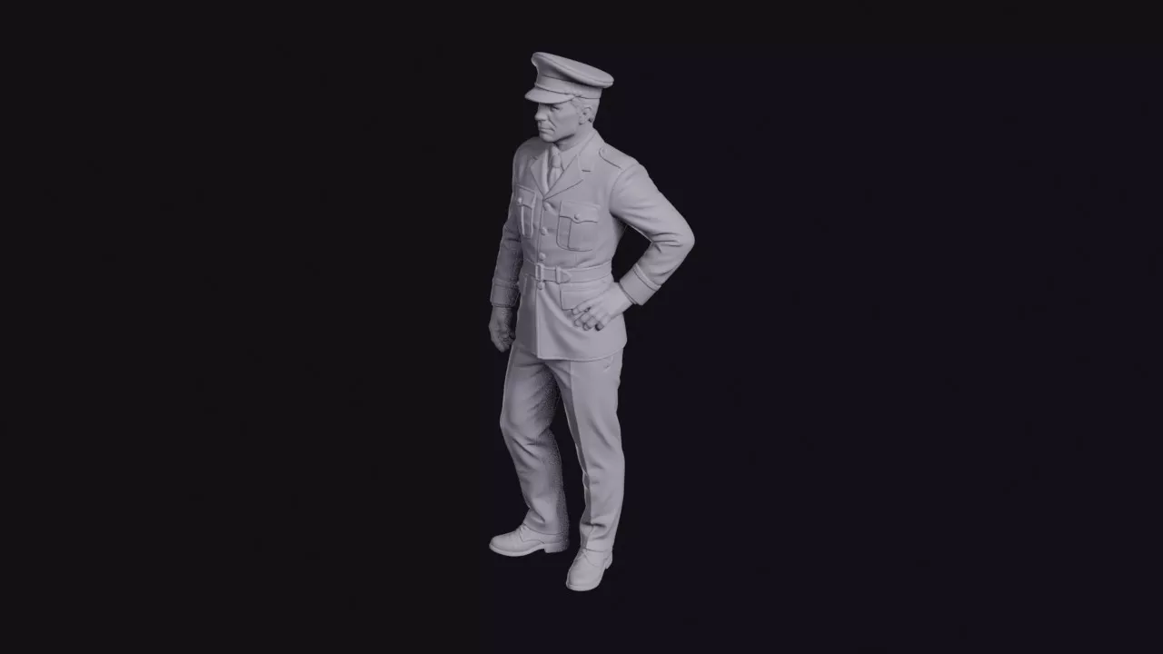 Soldier in Dress Uniform and Peaked Cap Figurine 3D print model
