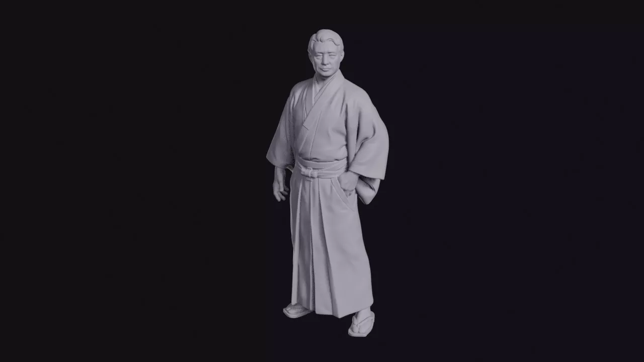 Shinto Priest in Formal White Robes Figurine 3D print model