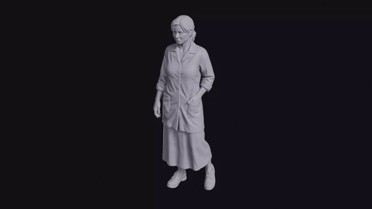 Seamstress in Work Smock Figurine 3D print model