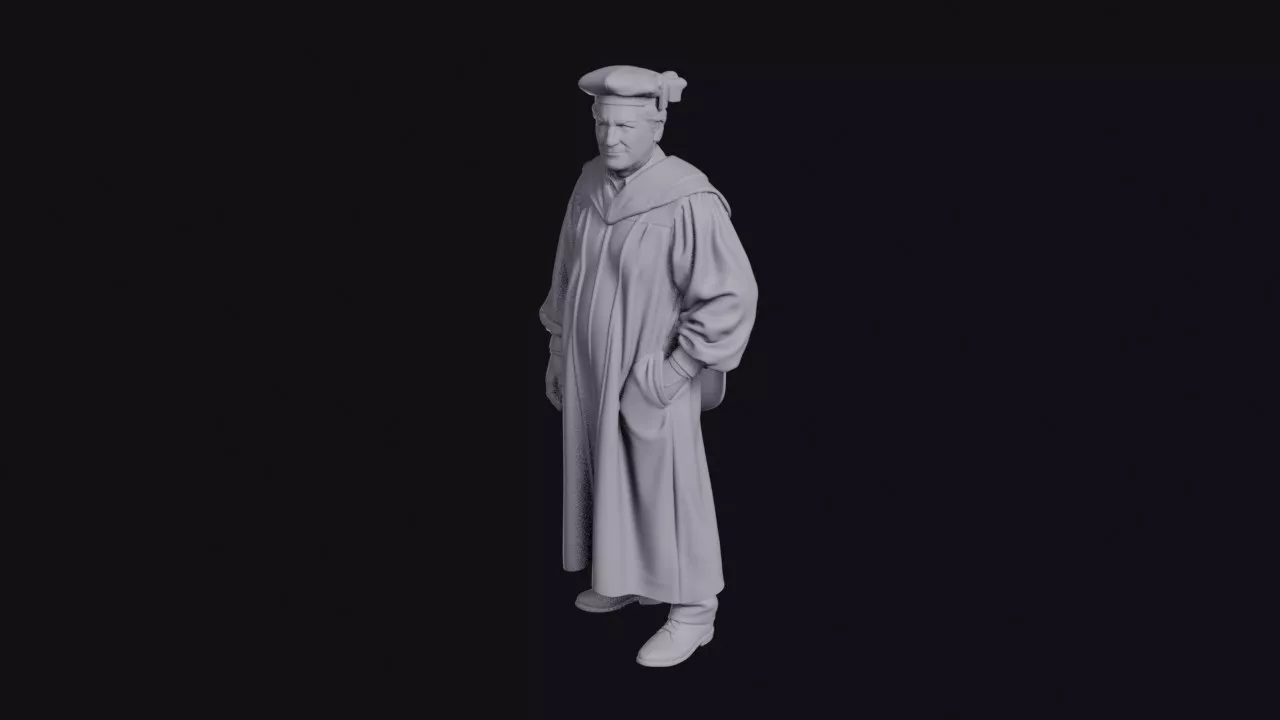 Scholar in Academic Gown and Cap Figurine 3D print model