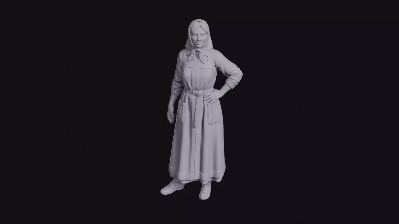 Russian Woman in Sarafan and Headscarf Figurine 3D print model