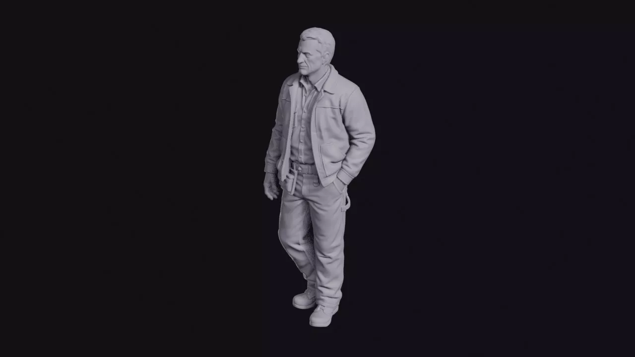 Quarry Worker in Dusty Work Clothes Figurine 3D print model