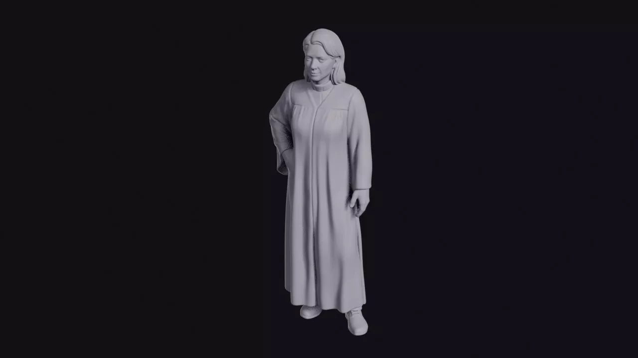 Protestant Minister in Clerical Collar and Robe Figurine 3D print model