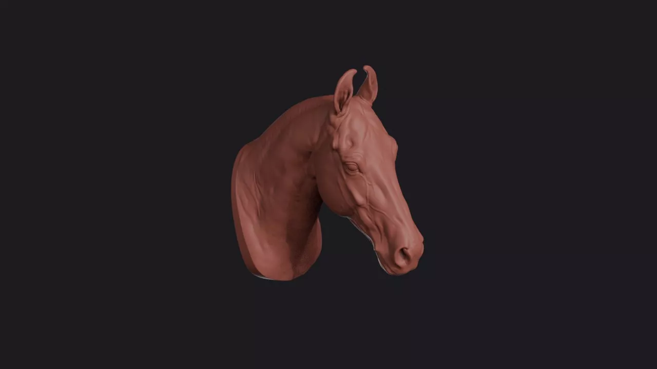 Marwari Horse Head Bust Wall Mount 3D print model