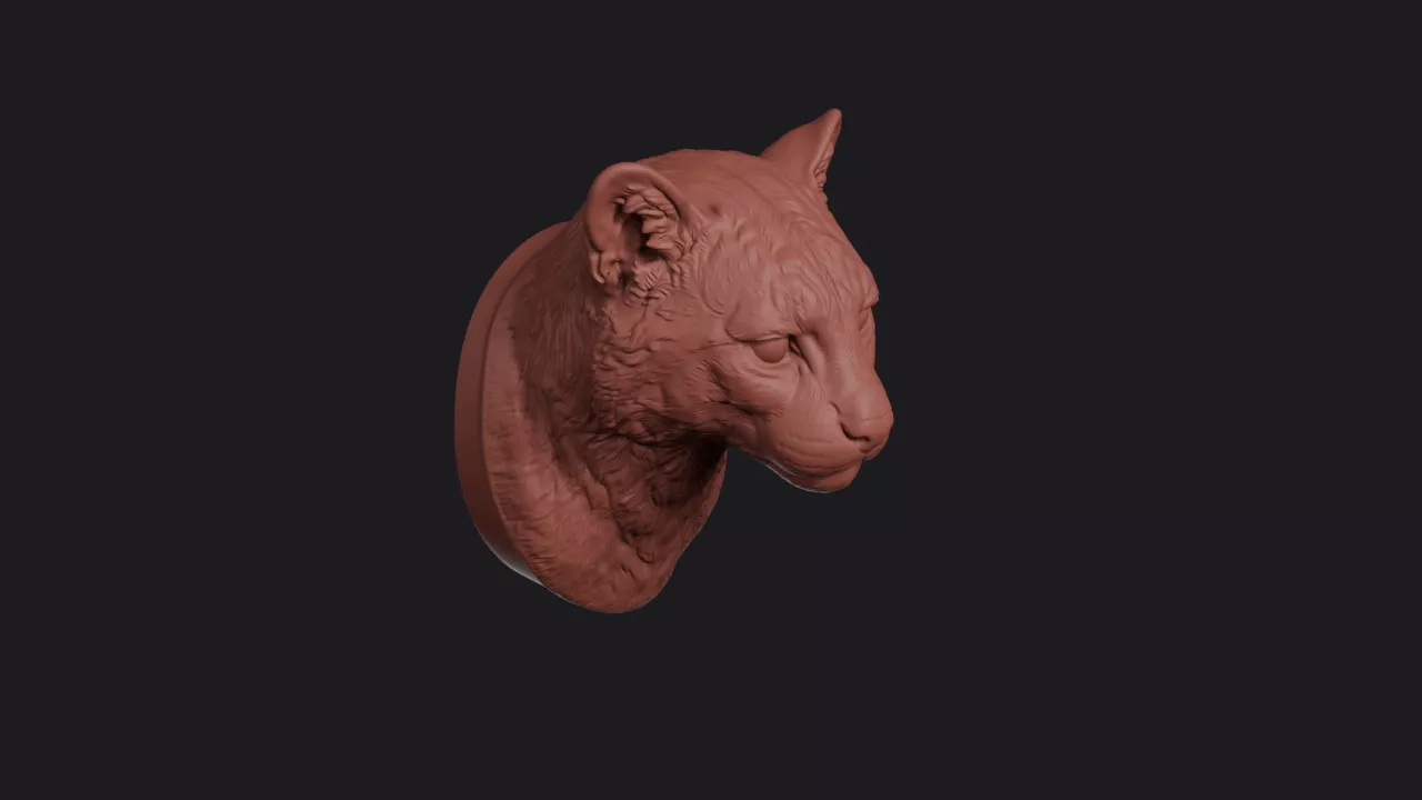 Kodkod Head Bust Wall Mount 3D print model
