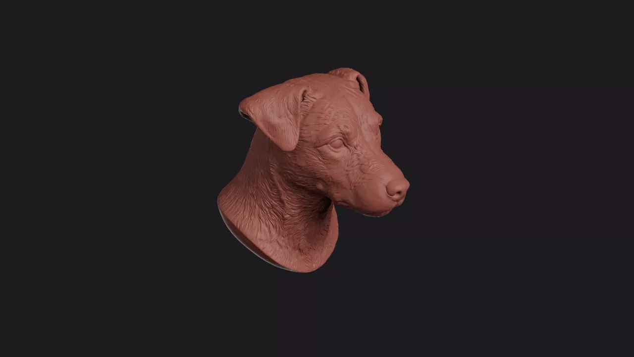 Jack Russell Terrier Head Bust Wall Mount 3D print model
