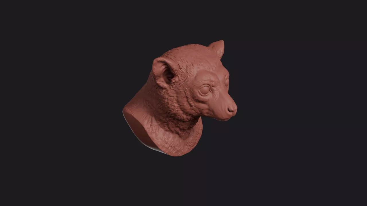 Indri Lemur Head Bust Wall Mount 3D print model