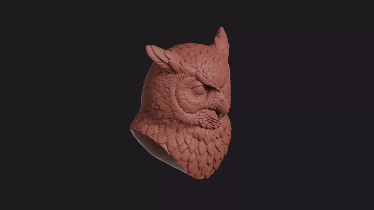 Great Horned Owl Head Bust Wall Mount 3D print model