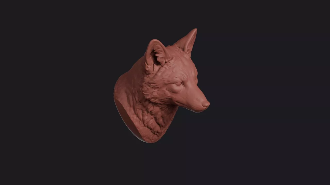 Gray Fox Head Bust Wall Mount 3D print model