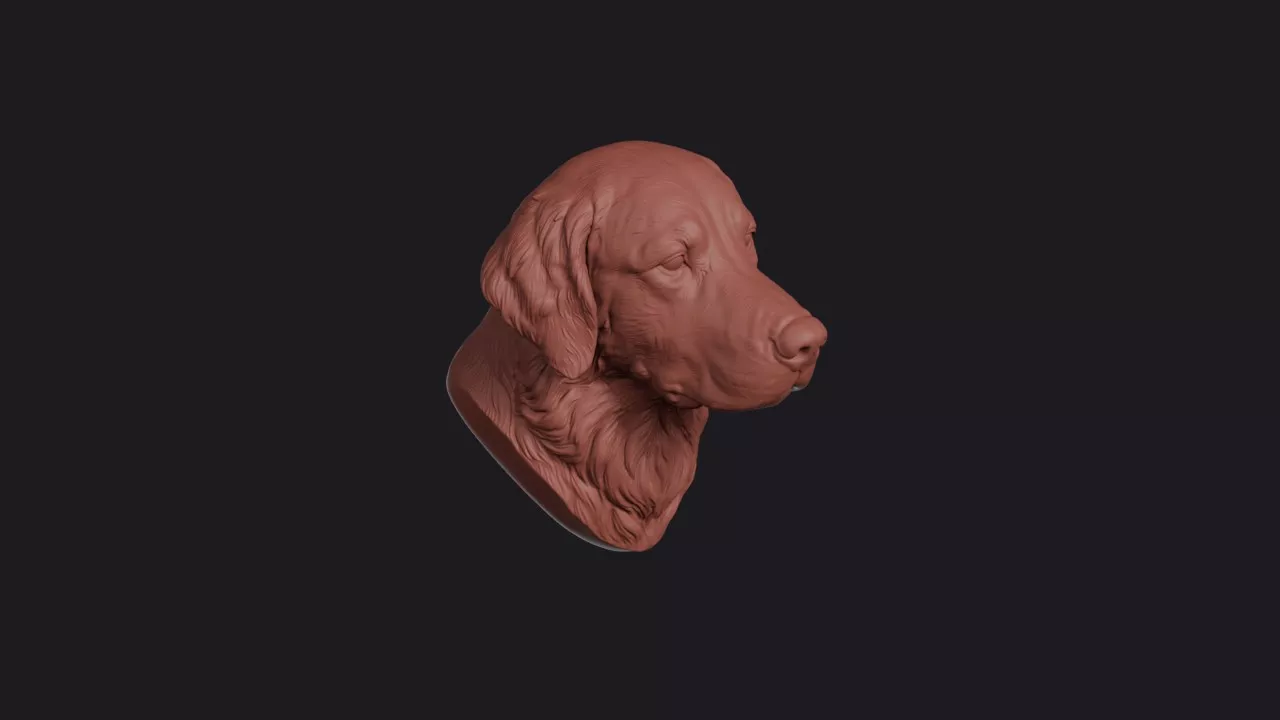 Golden Retriever Head Bust Wall Mount 3D print model