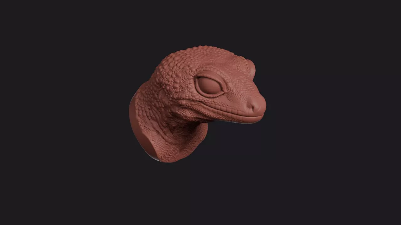Gecko Head Bust Wall Mount 3D print model