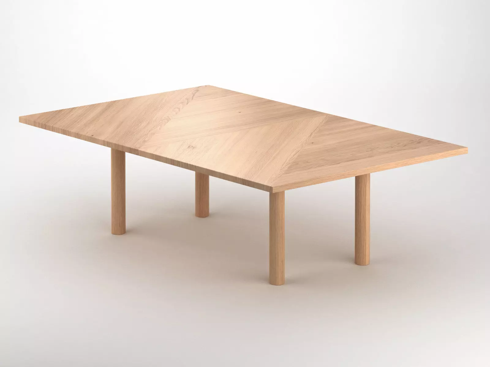 Paralellogram wooden table with two legs 3D model_2