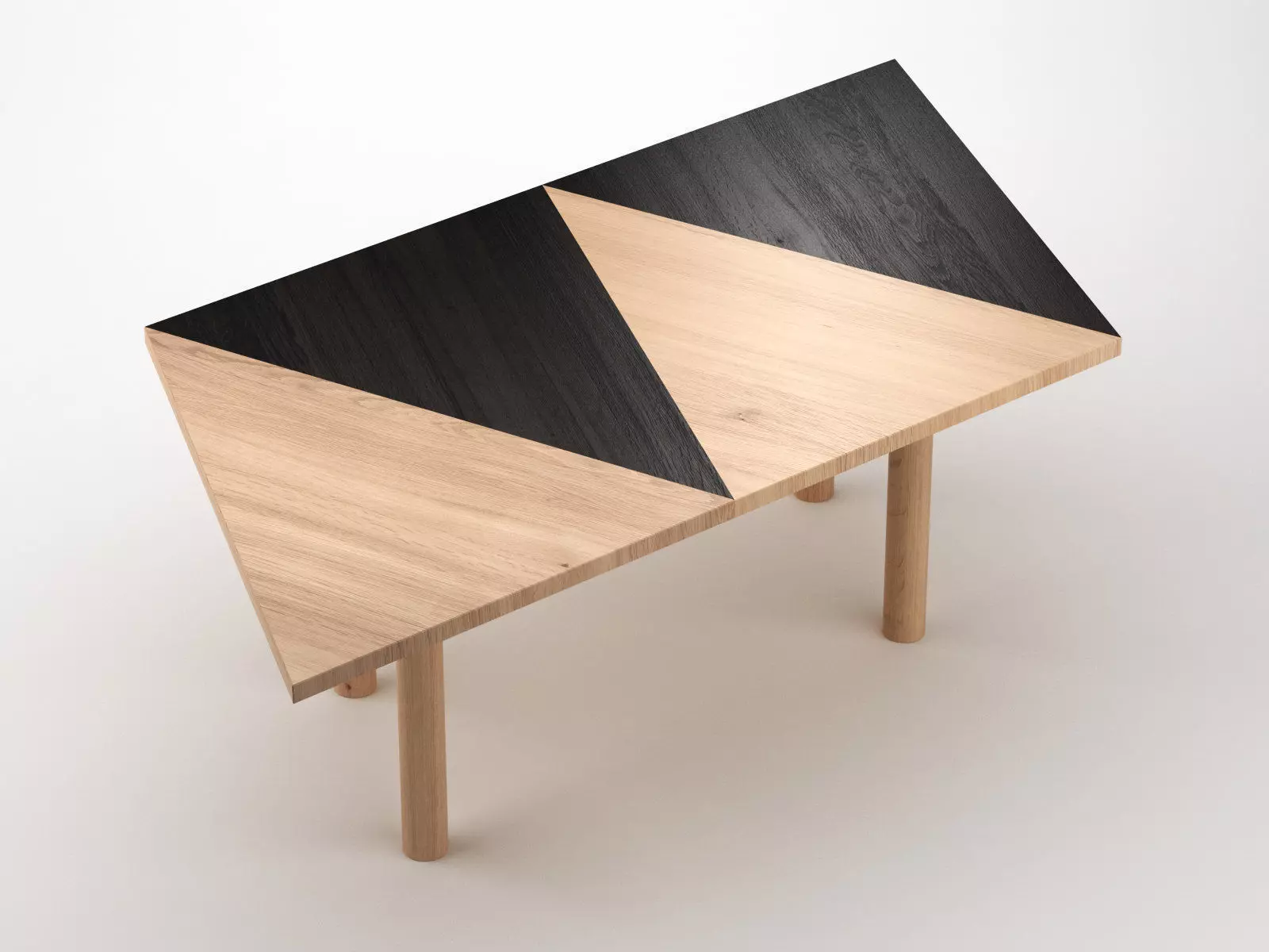 Paralellogram wooden table with two legs 3D model_4