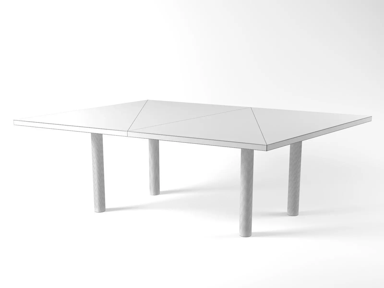 Paralellogram wooden table with two legs 3D model_10