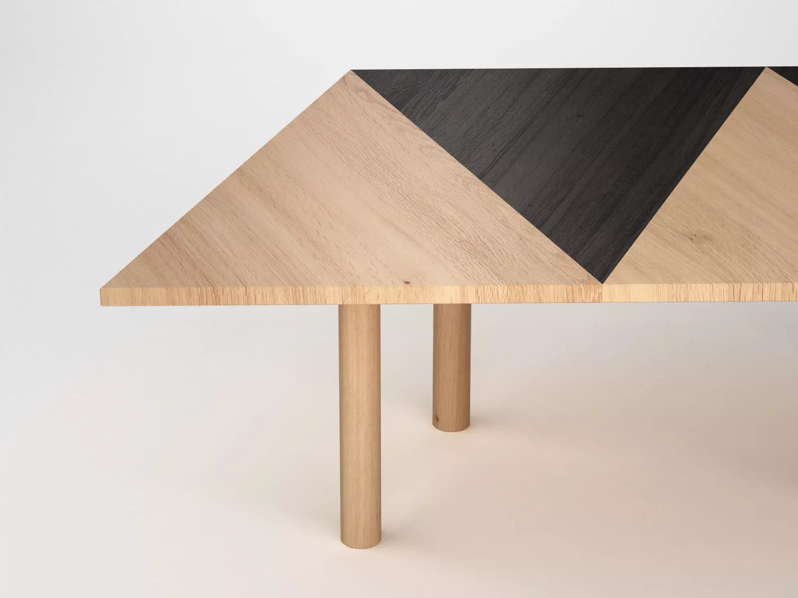 Paralellogram wooden table with two legs 3D model_6