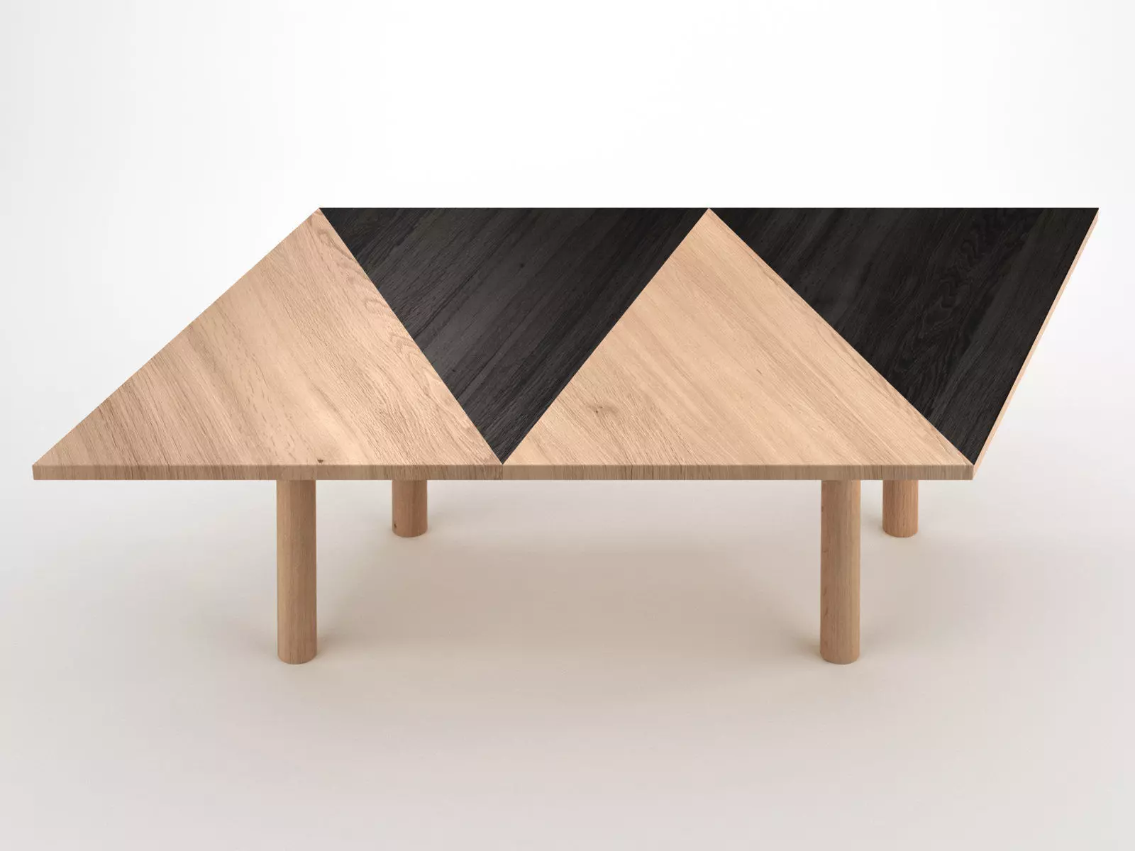 Paralellogram wooden table with two legs 3D model_3