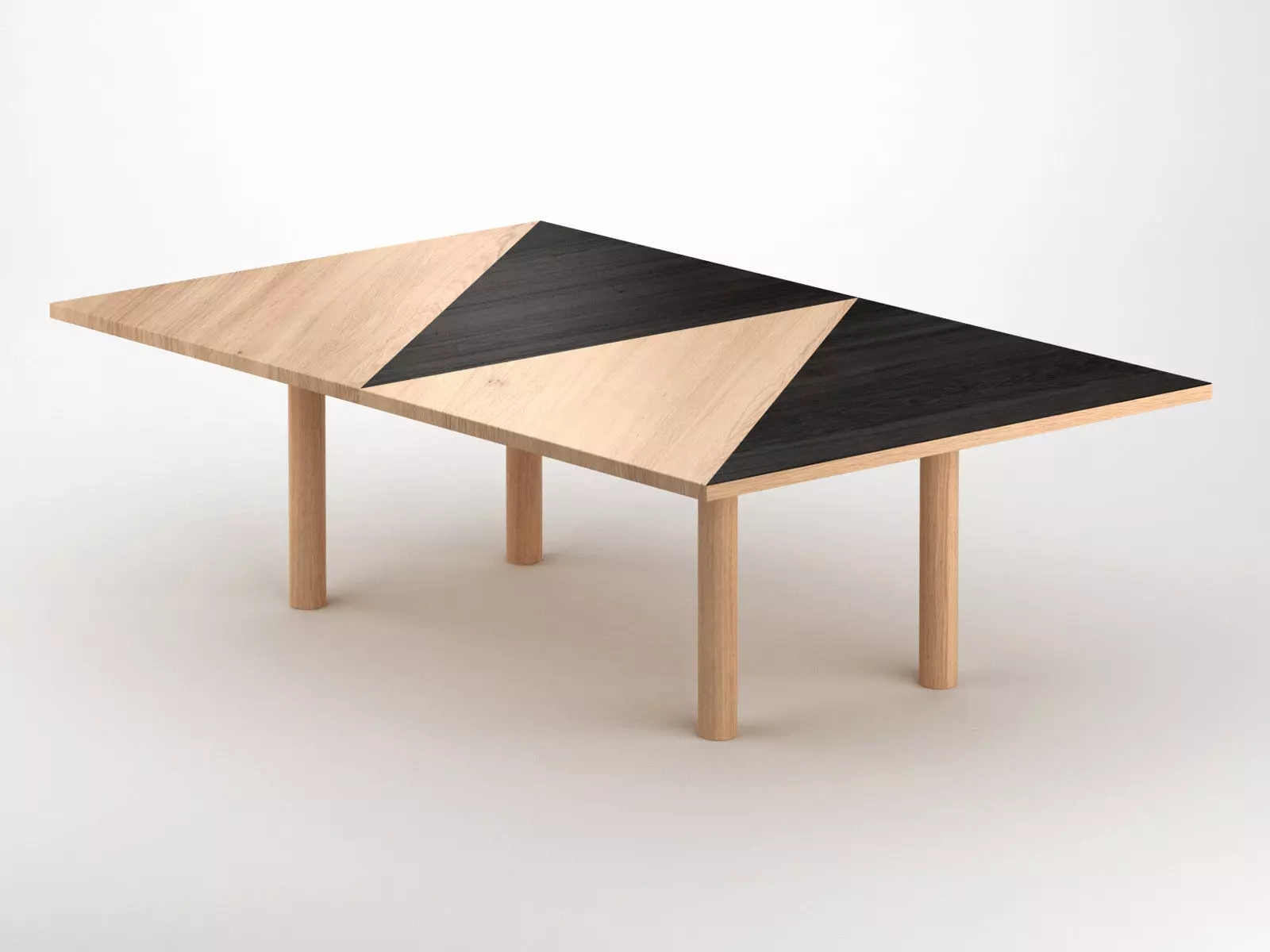 Paralellogram wooden table with two legs 3D model_1