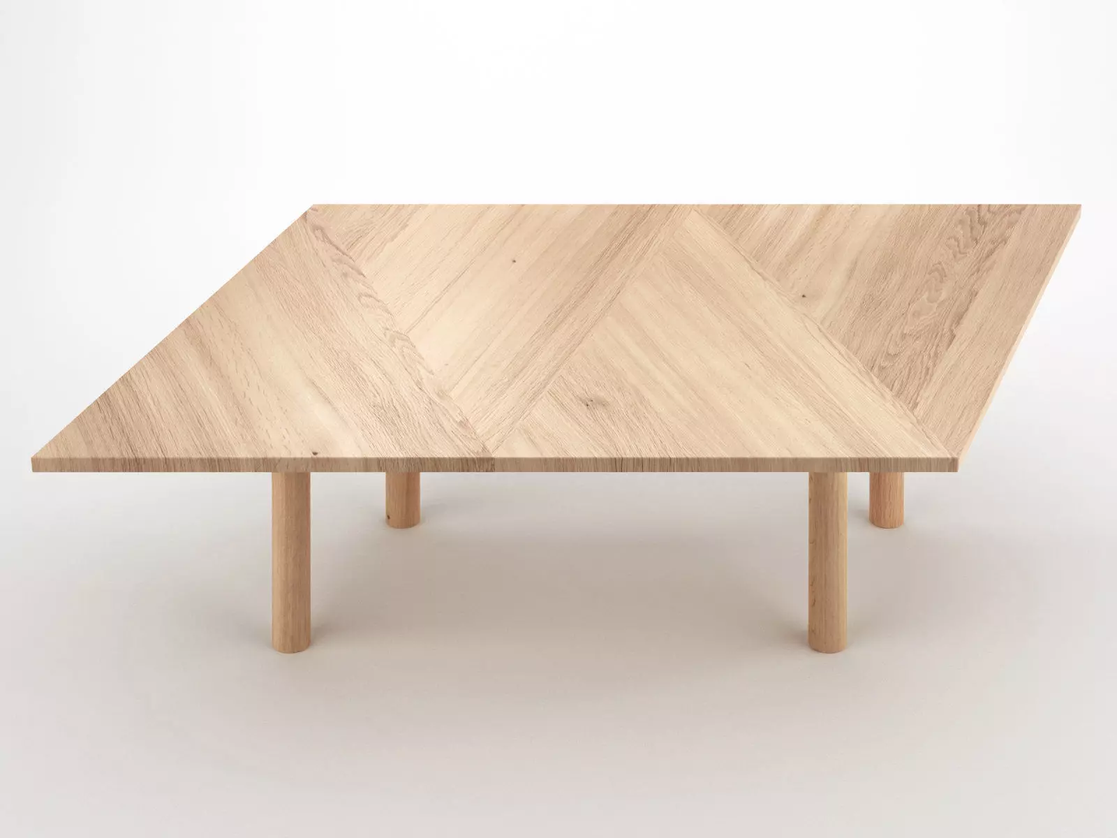 Paralellogram wooden table with two legs 3D model_0