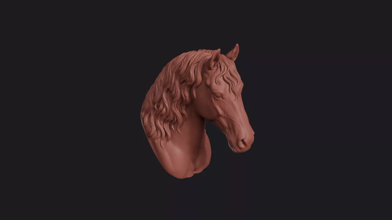 Friesian Horse Head Bust Wall Mount 3D print model