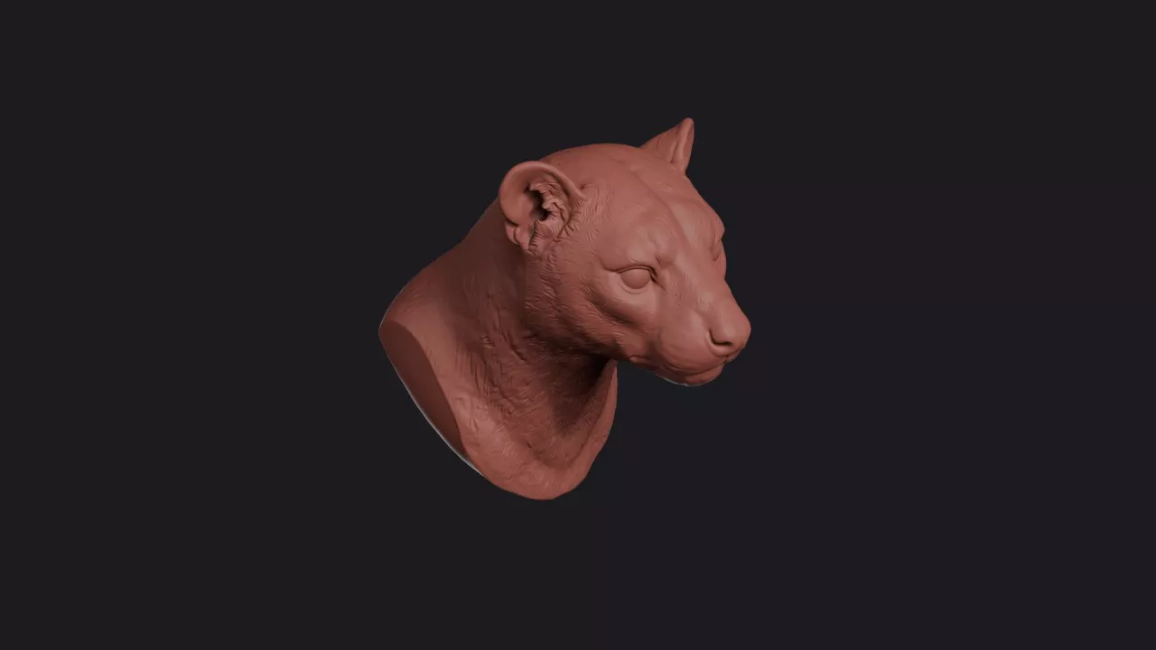 Fossa Head Bust Wall Mount 3D print model