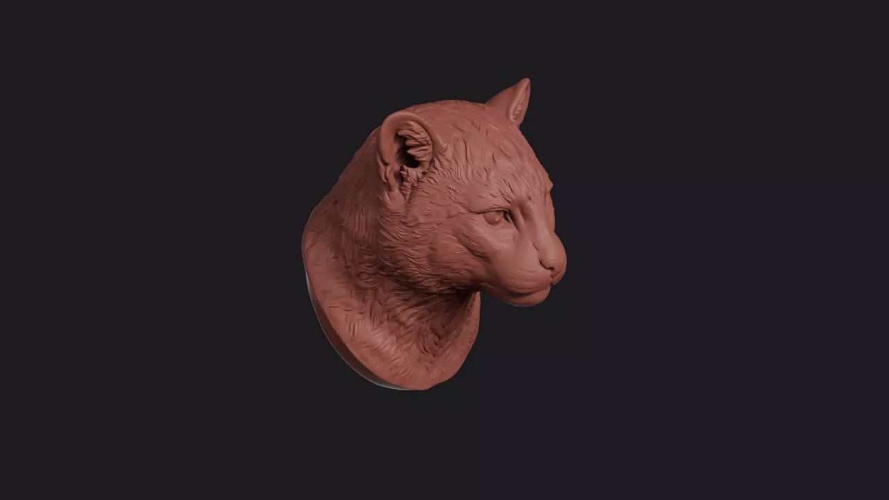 Fishing Cat Head Bust Wall Mount 3D print model