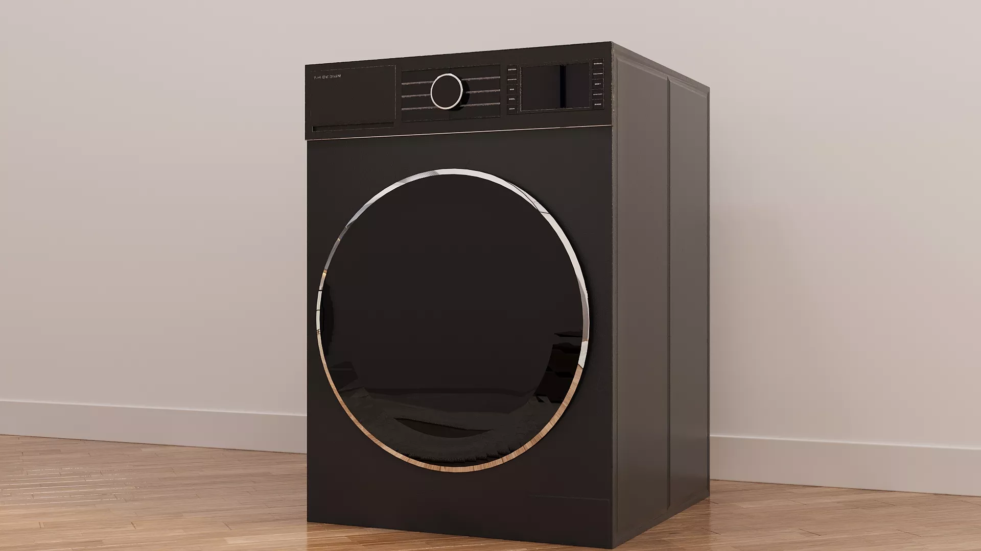 Modern Black Washing Machine Low-poly 3D model