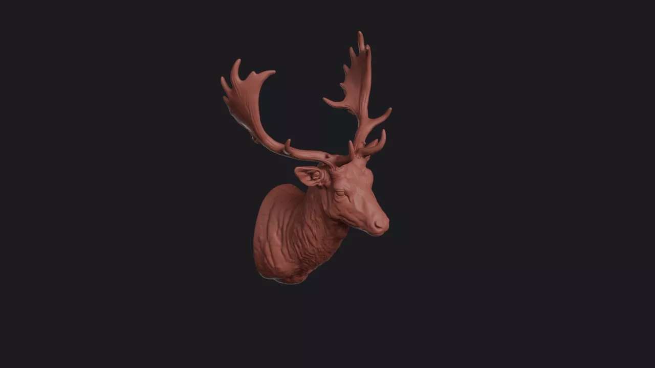 Fallow Deer Head Bust Wall Mount 3D print model