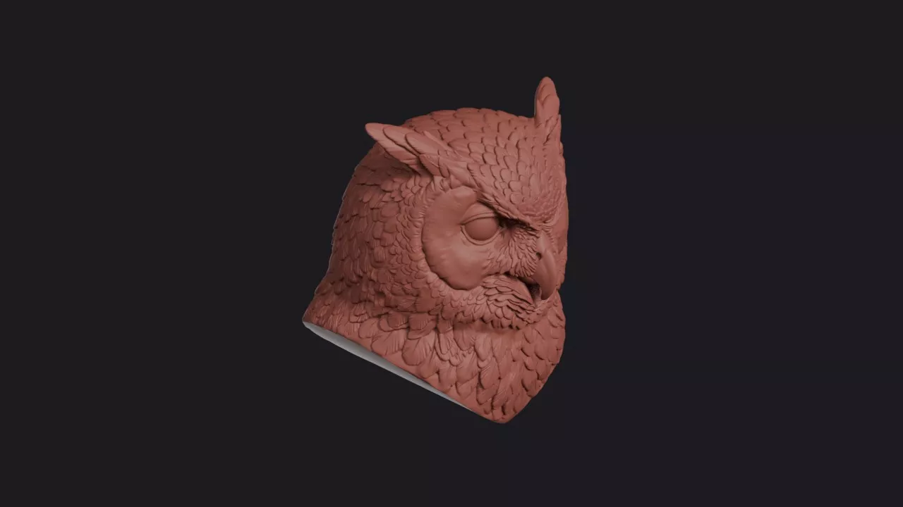 Eurasian Eagle Owl Head Bust Wall Mount 3D print model