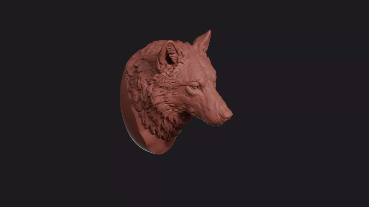 Dire Wolf Head Bust Wall Mount 3D print model