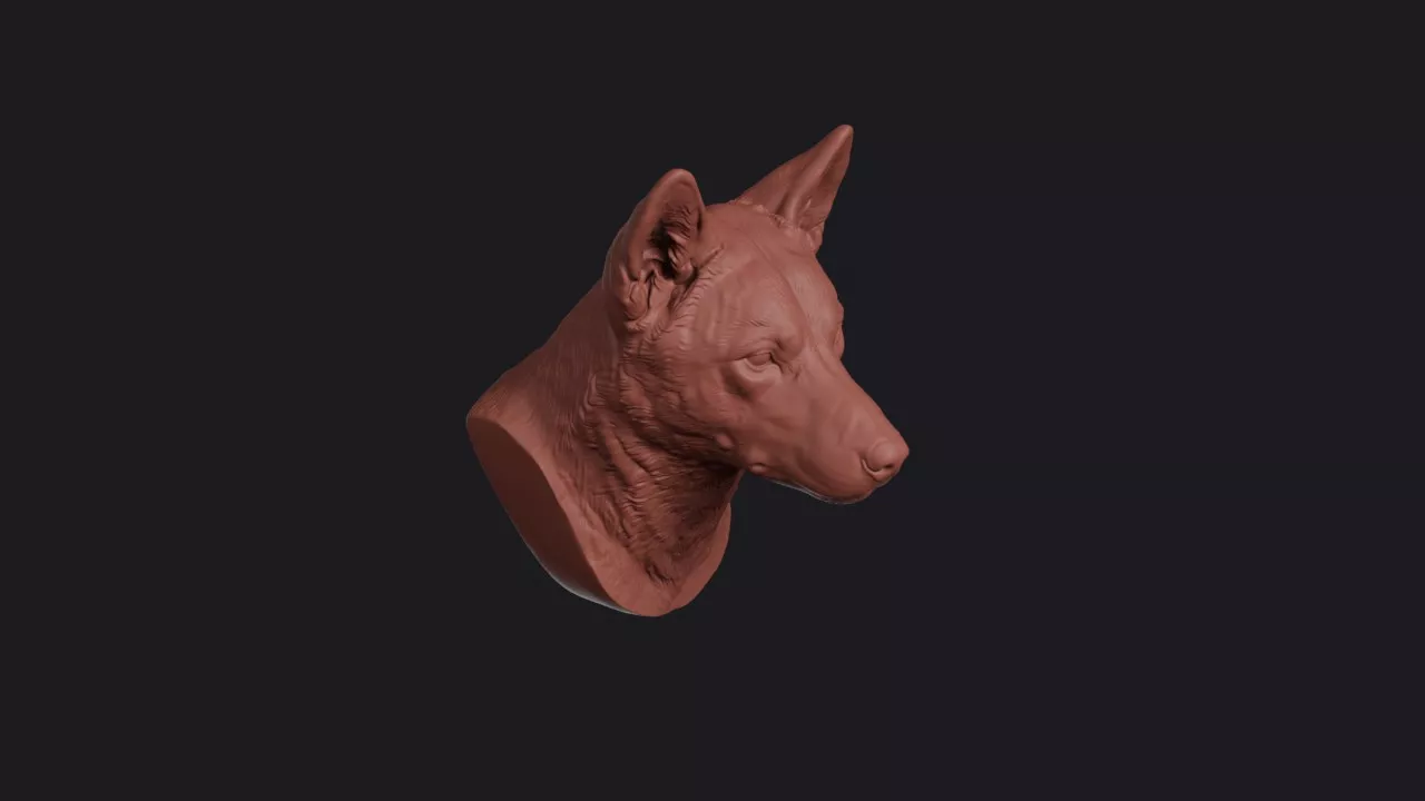 Dingo Head Bust Wall Mount 3D print model