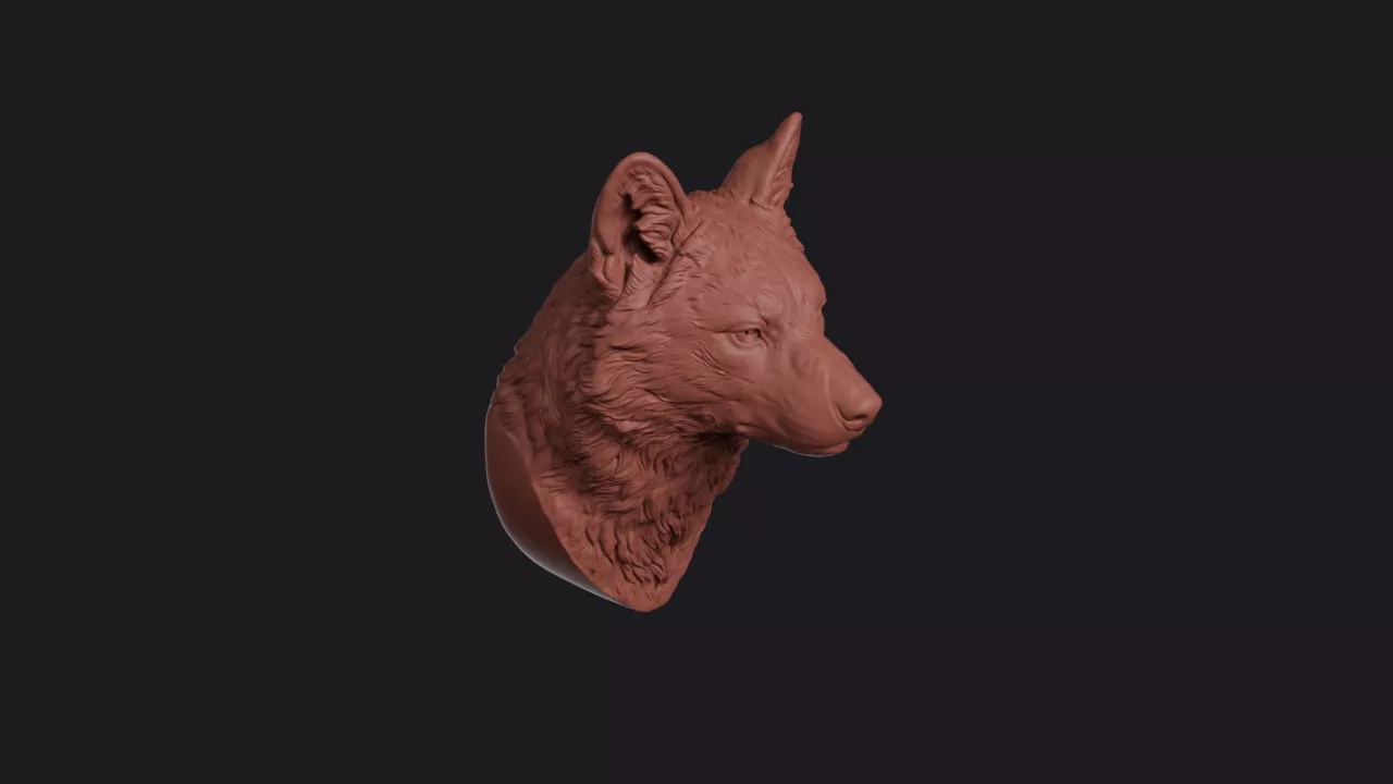 Dhole Head Bust Wall Mount 3D print model