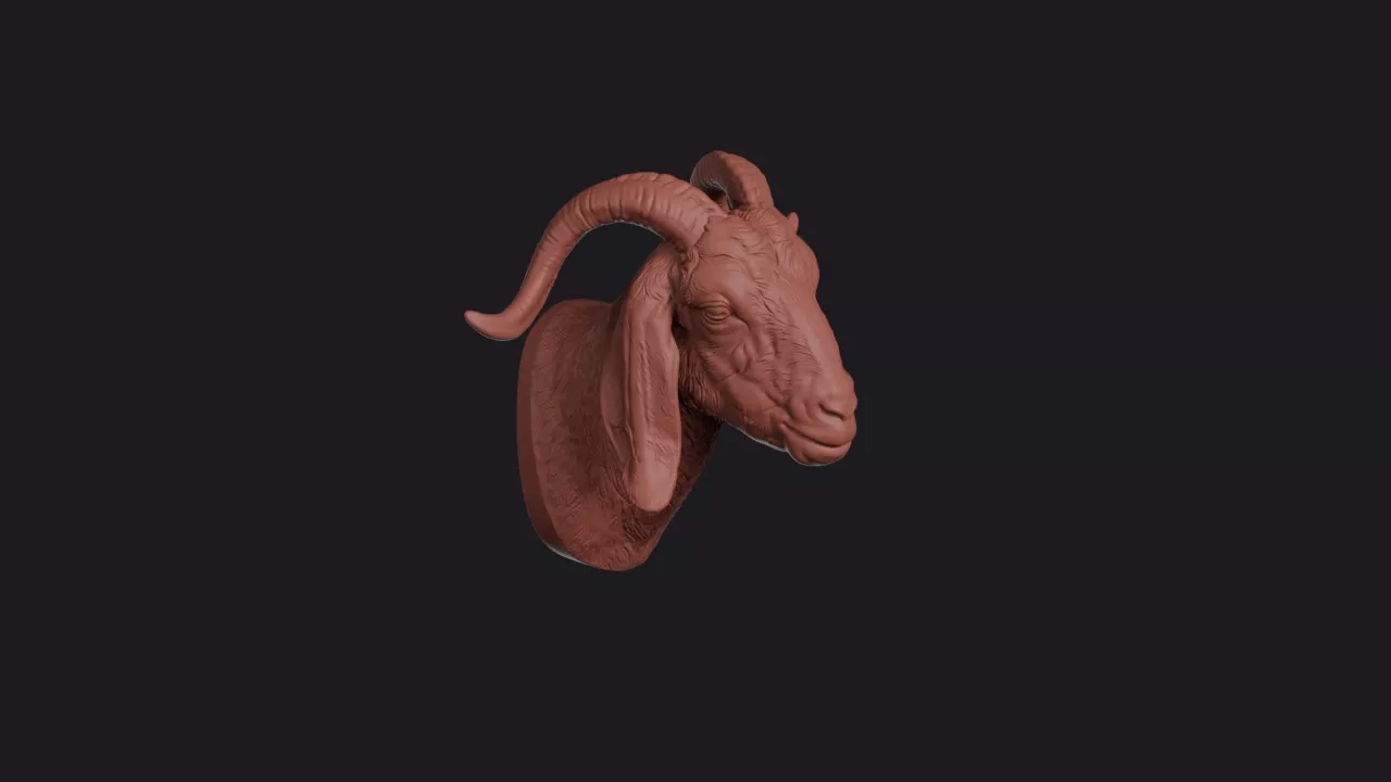 Damascus Goat Head Bust Wall Mount 3D print model