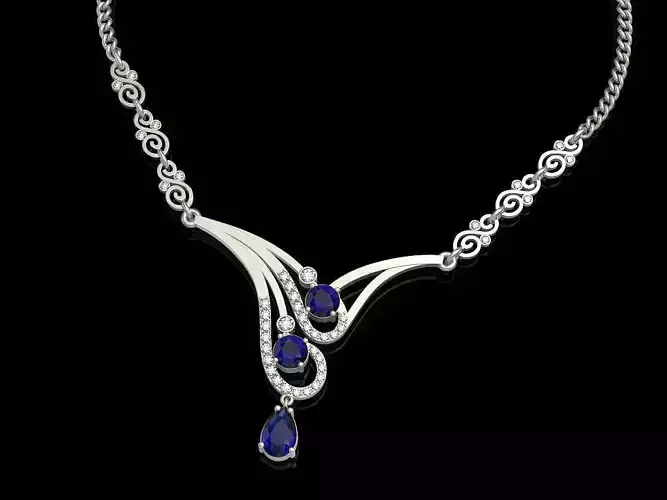 Necklace sapphire and diamond