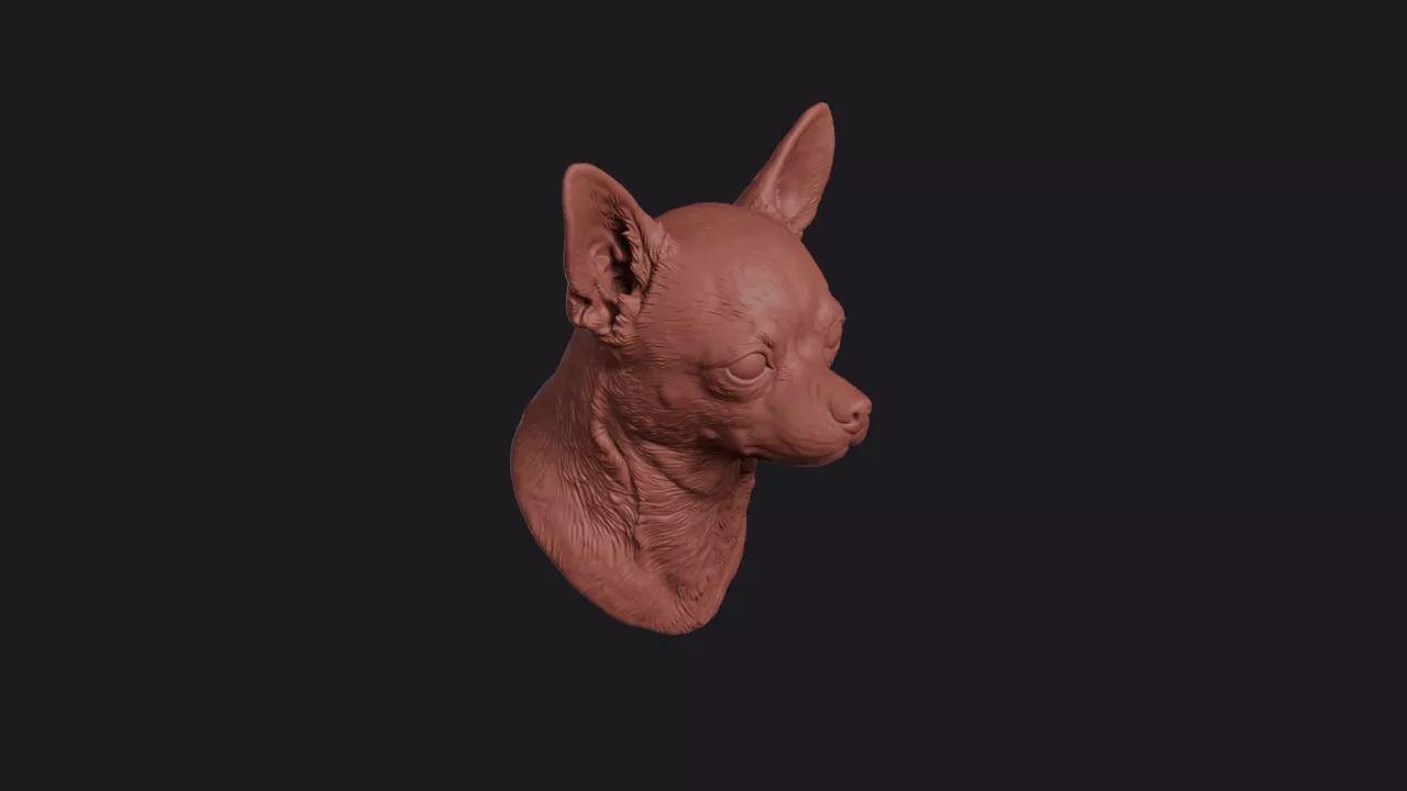 Chihuahua Dog Head Bust Wall Mount 3D print model