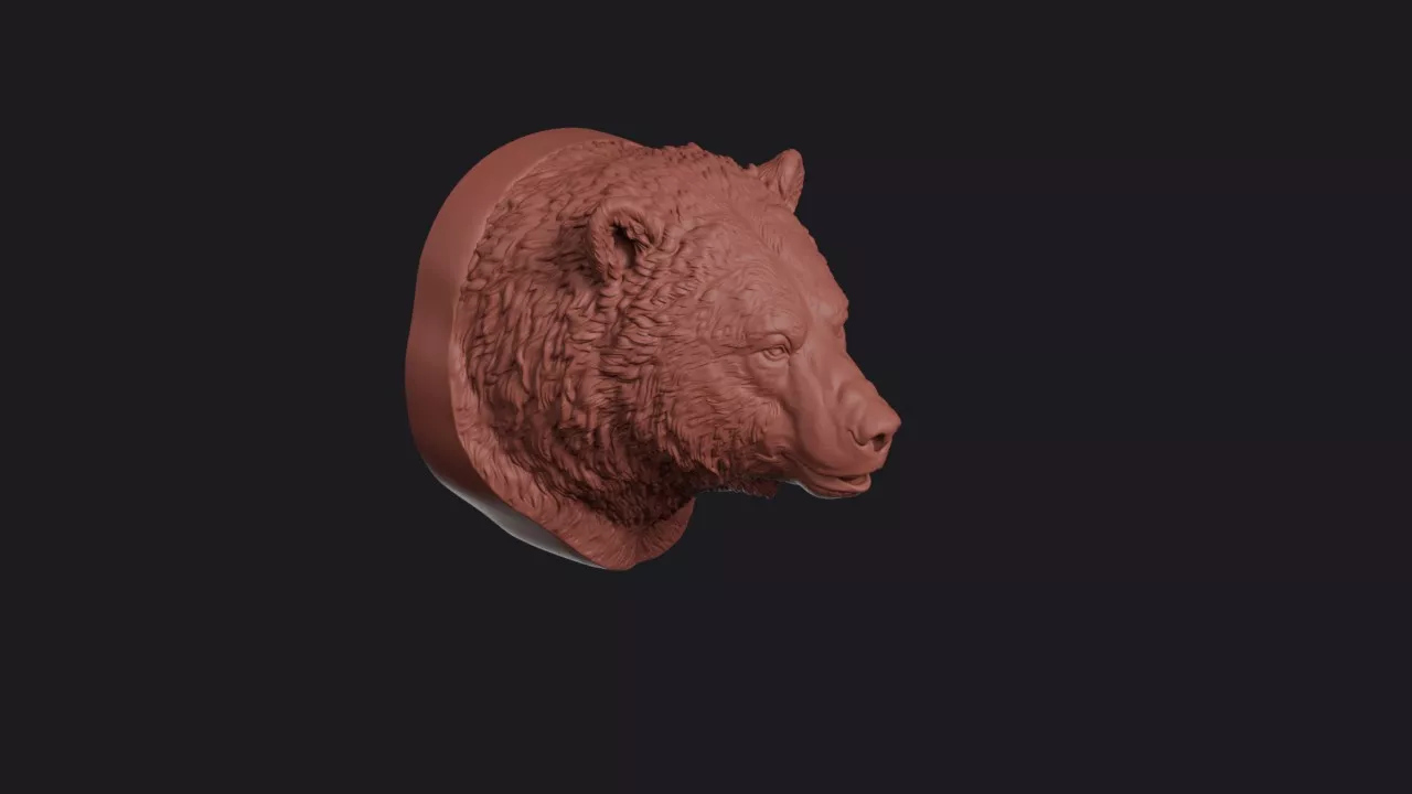 Cave Bear Head Bust Wall Mount 3D print model