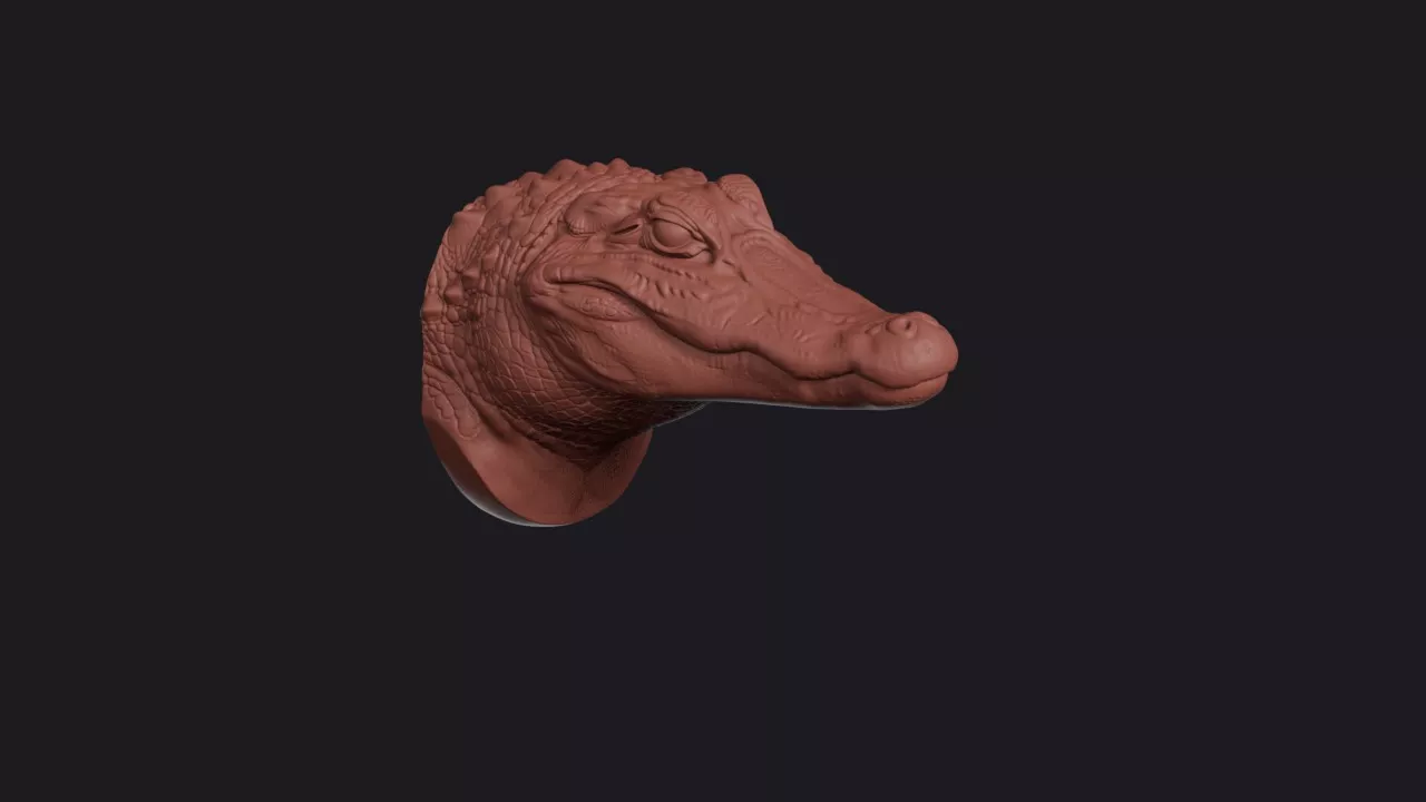 Caiman Head Bust Wall Mount 3D print model