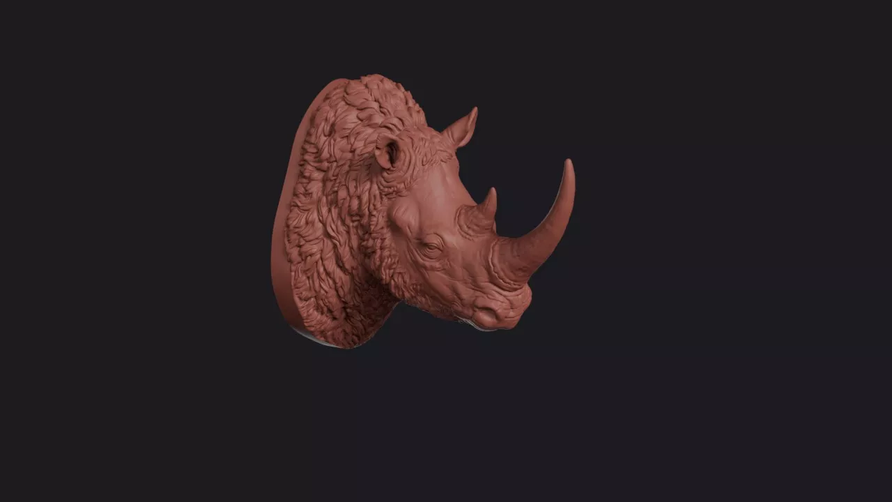 Woolly Rhinoceros Head Bust Wall Mount 3D print model