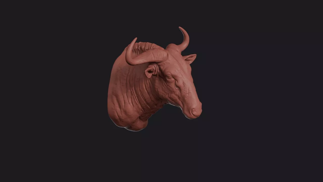 Wildebeest Head Bust Wall Mount 3D print model